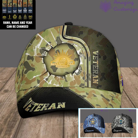 Personalized Rank, Year And Name Australia Soldier/Veterans Camo Baseball Cap - 17170272