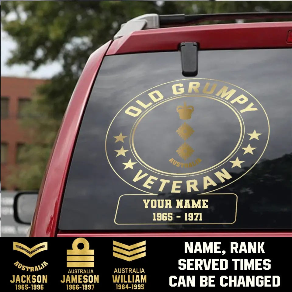 Personalized Name Rank And Year Australian Veteran/Soldier Car Decal Printed - 17083008