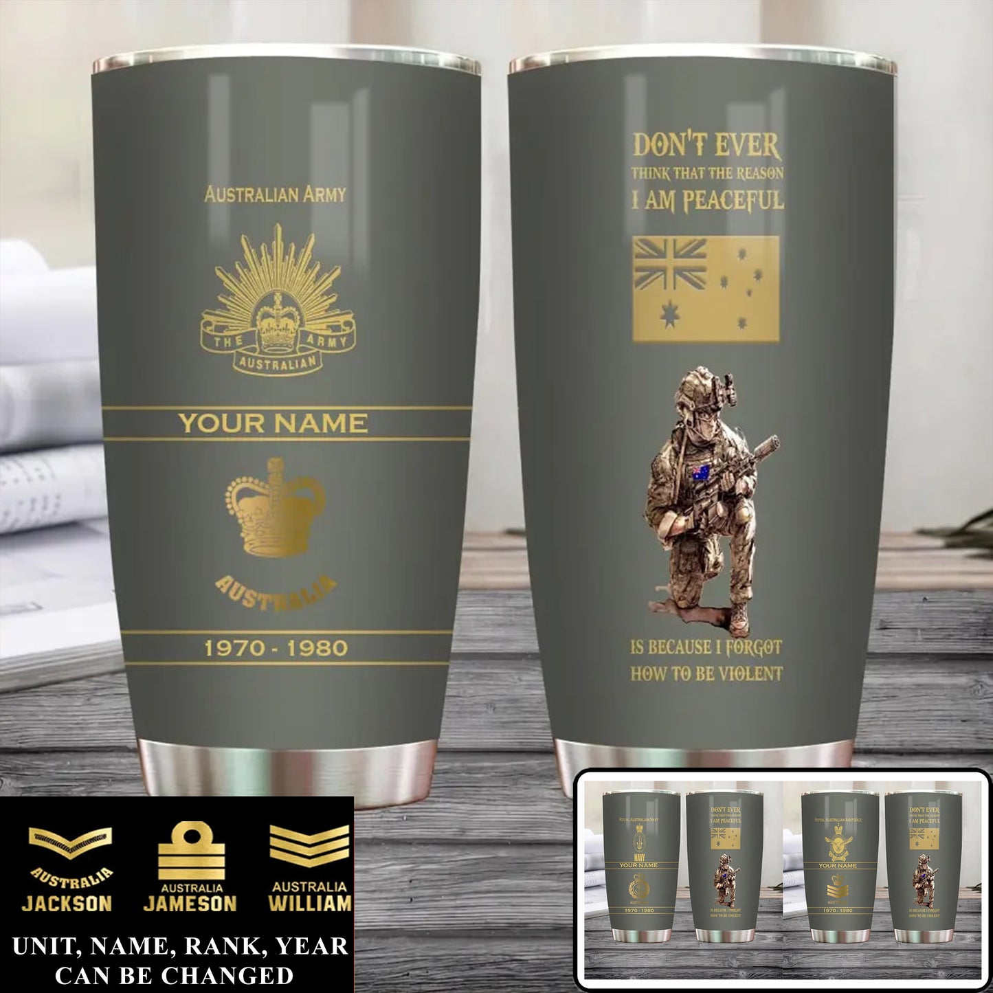 Personalized Australia Veteran/ Soldier With Rank, Year And Name Tumbler - 11062401QA