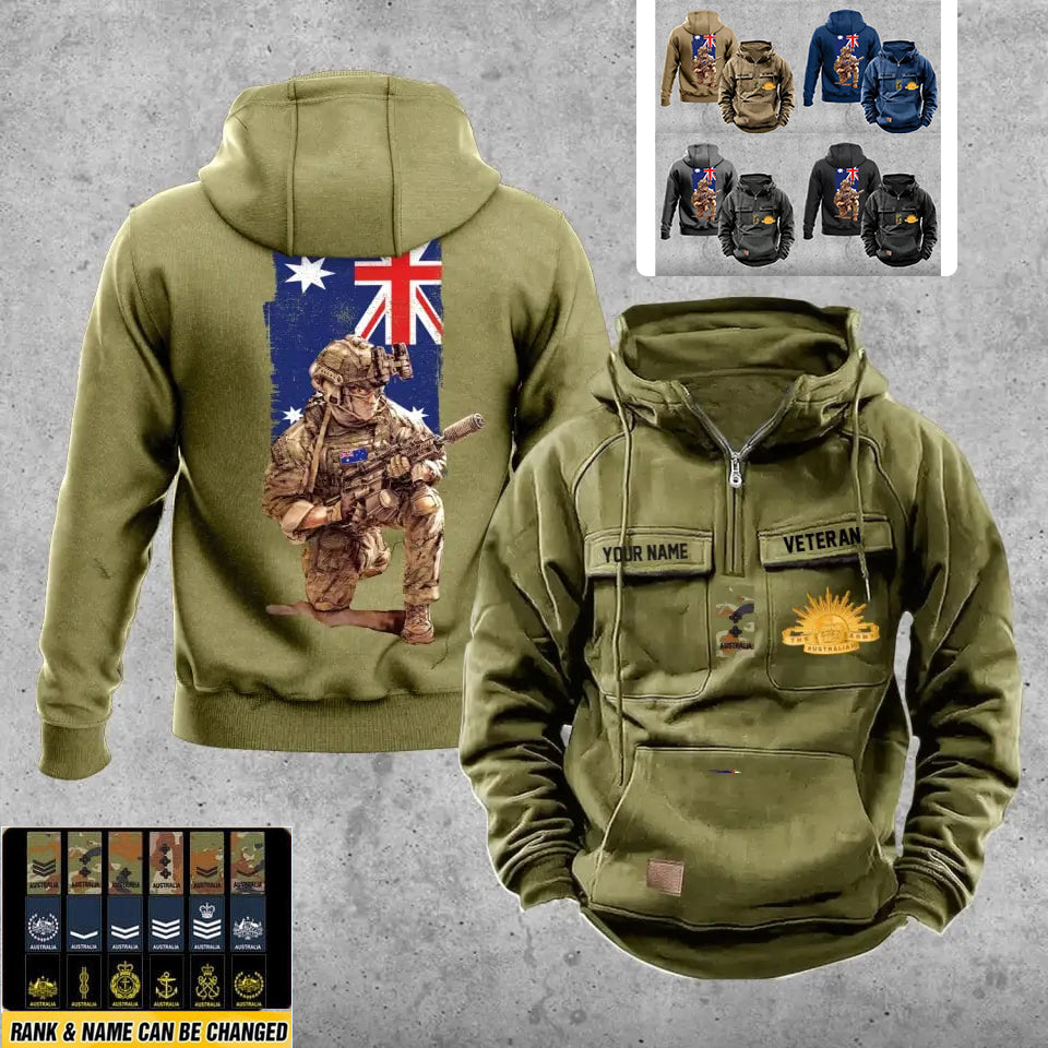 Personalisierter australischer Soldat/Veteran Vintage Hoodie mit Allover-Druck - 21062402QA