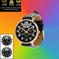 Personalized Australia Soldier/ Veteran With Name, Rank and Year Black Stitched Leather Watch - 17141760 - Gold Version