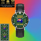 Personalized Australia Soldier/ Veteran With Name, Rank and Year Black Stitched Leather Watch - 1718582401 - Gold Version