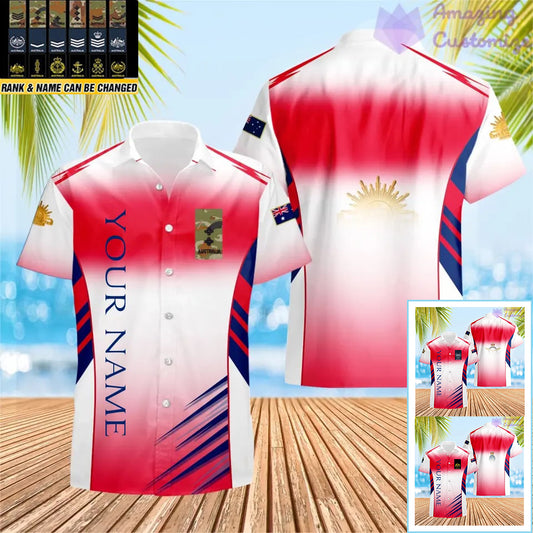 Personalisierbares Australien-Soldat/Veteranen-Hawaii-Shirt mit Namen und Rang, komplett bedruckt – 16052401QA