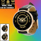 Personalized Australian Soldier/ Veteran With Name, Rank Black Stitched Leather Watch - 17114112 - Gold Version