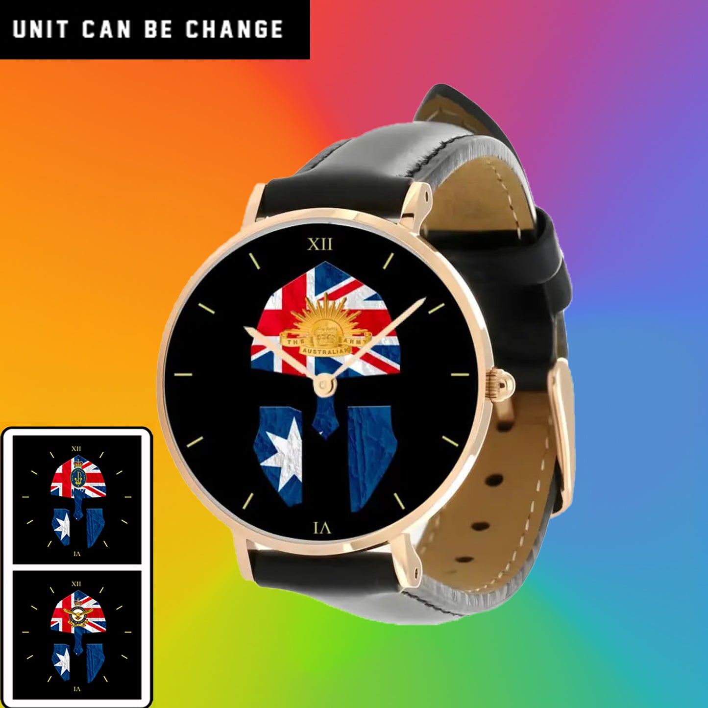 Montre en cuir noir cousue pour soldat/vétéran australien - 2903240001