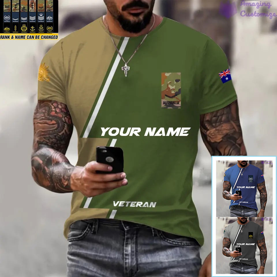 Personalized Australia with Name and Rank Soldier/Veteran T-shirt All Over Printed - 20052401QA