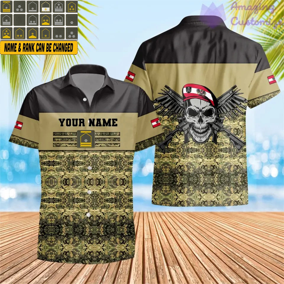 Personalized Austrian Soldier/ Veteran Camo With Name And Rank Hawaiin Shirt 3D Printed - 1201240001