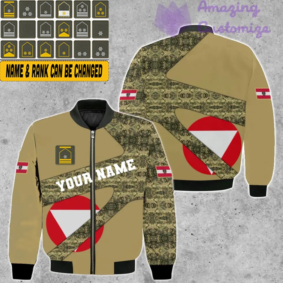 Personalisierte österreichische Soldat/Veteran Camo mit Namen und Rang Bomberjacke 3D gedruckt - 300124QA