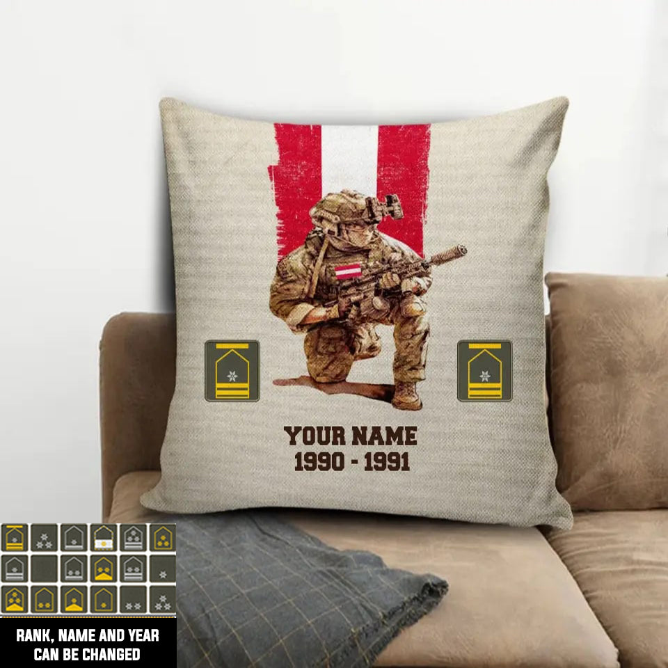 Personalized Austria Soldier/ Veteran With Name, Year And Rank Pillow 3D Printed - 03072401UT