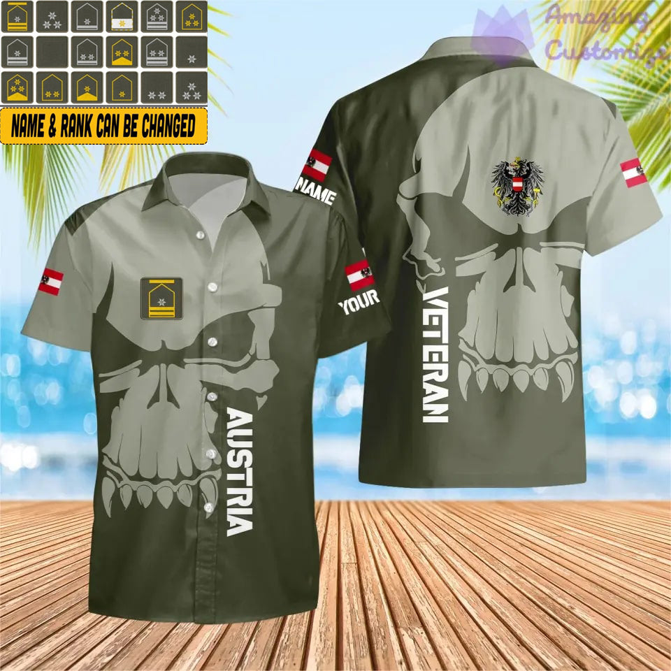 T-shirt Hawaïen personnalisé avec camouflage soldat/vétéran autrichien avec nom et grade imprimé en 3D - 1602240001