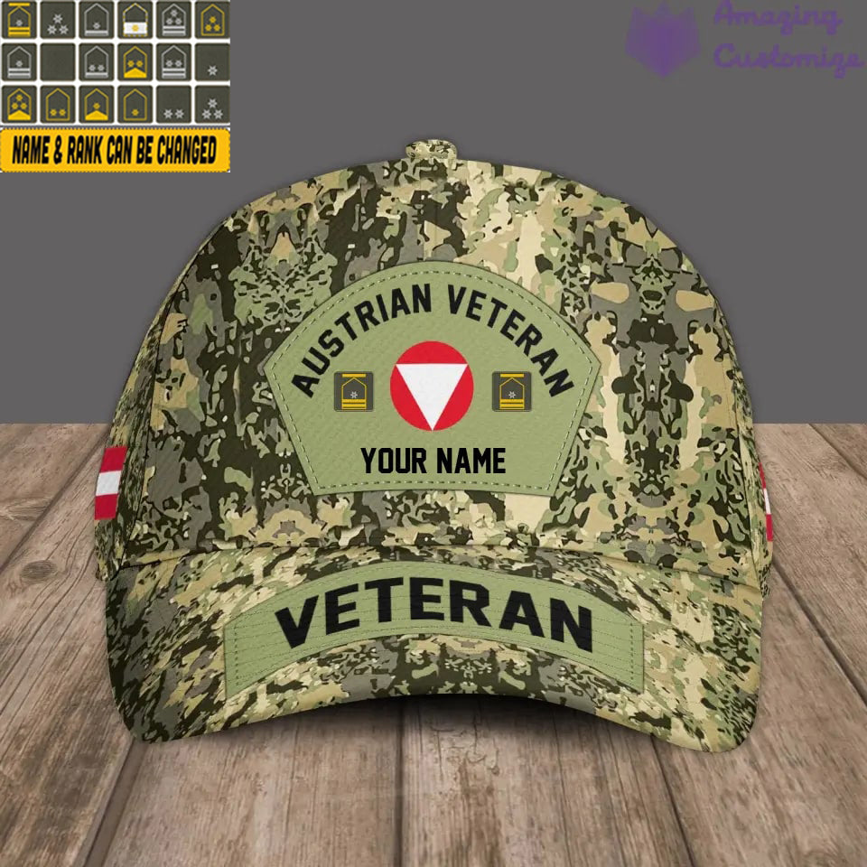 Personalized Rank, Year And Name Austria Soldier/Veterans Camo Baseball Cap - 1717027201