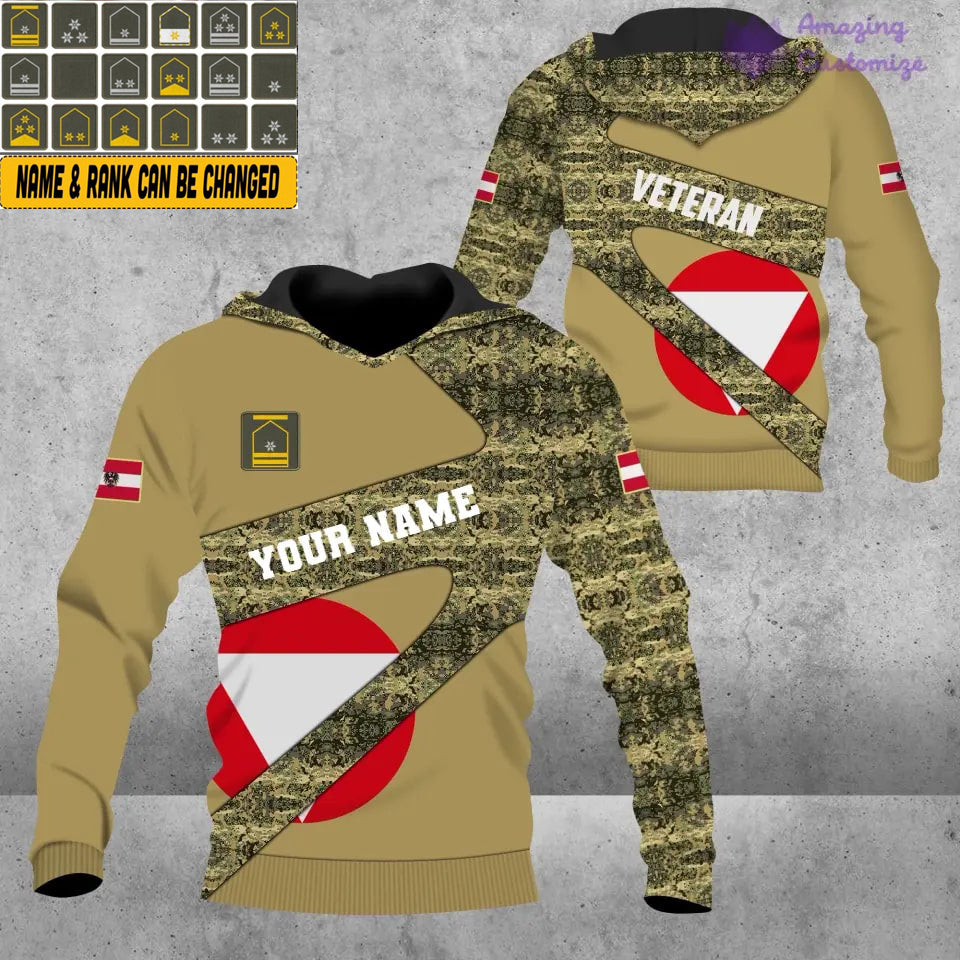 Personalized Austrian Soldier/ Veteran Camo With Name And Rank Hoodie 3D Printed - 17062272