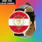 Personalized Austrian Soldier/ Veteran With Name And Year Black Stitched Leather Watch - 0204240001 - Gold Version