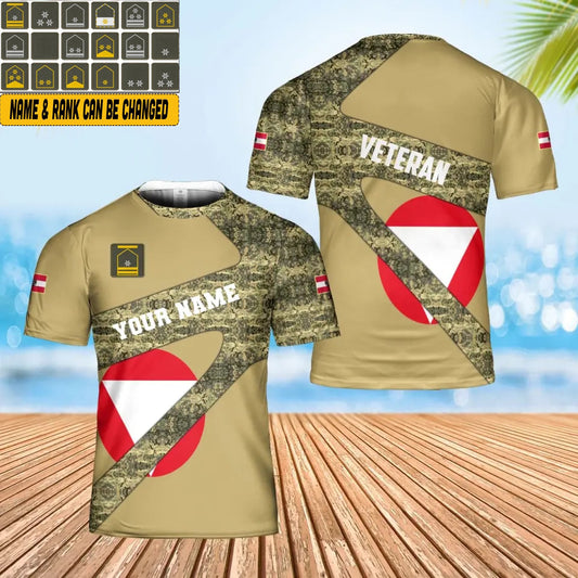 T-shirt personnalisé avec camouflage soldat/vétéran autrichien avec nom et grade imprimé en 3D - 2601240001