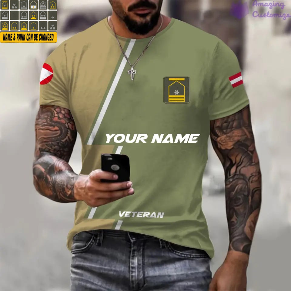 Personalisiertes T-Shirt mit Rundumdruck von Österreichs Soldaten/Veteranen mit Namen und Rang – 20052401QA