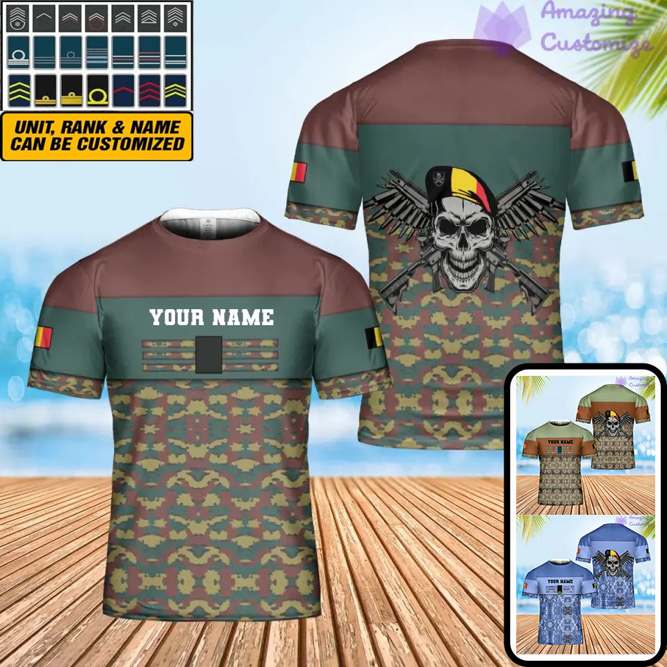 Personalisiertes T-Shirt mit belgischem Soldaten-/Veteranen-Tarnmuster mit Namen und Rang, 3D-Druck – 0102240003