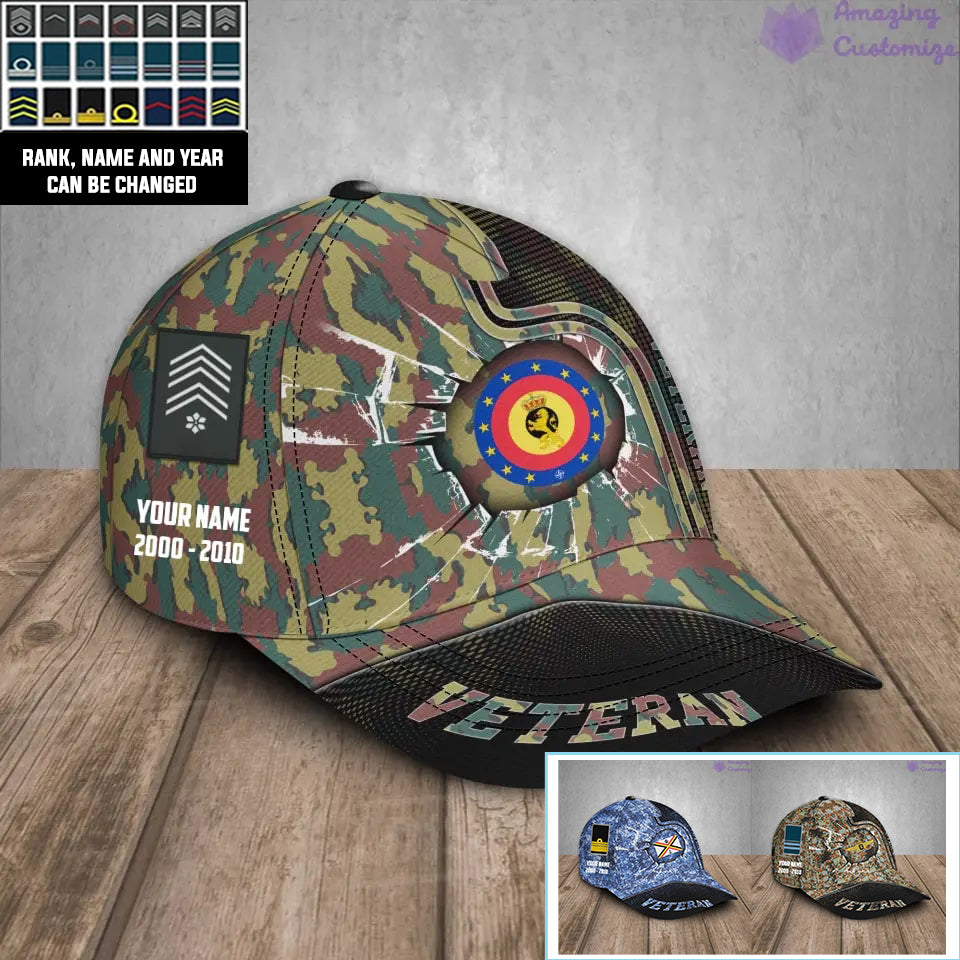 Personalized Rank, Year And Name Belgium Soldier/Veterans Camo Baseball Cap - 17170272