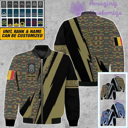 Personalisierte belgische Bomberjacke mit Camouflage-Muster, mit Namen und Rang, 3D-Druck -03042401QA