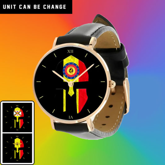 Montre en cuir noir cousue pour soldat/vétéran belge - 2903240001