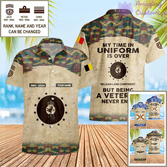 Personalized Belgium Soldier/Veteran Camo with Name, Year and Rank Hawaii Shirt All Over Printed - 17200512