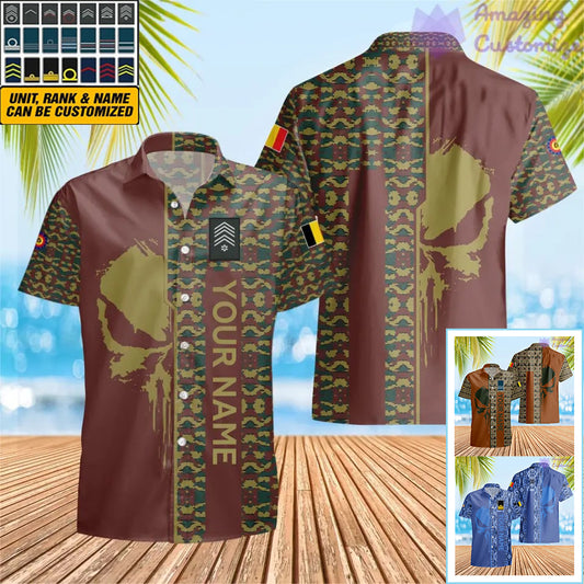 Personalized Belgium Soldier/ Veteran Camo With Name And Rank Hawaii Printed  - 17152992