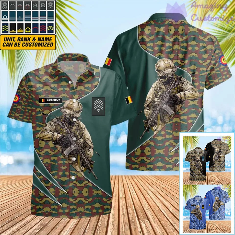 Personalisiertes Belgien mit Namen und Rang Soldat/Veteran Hawaii All Over Printed - 15052401QA