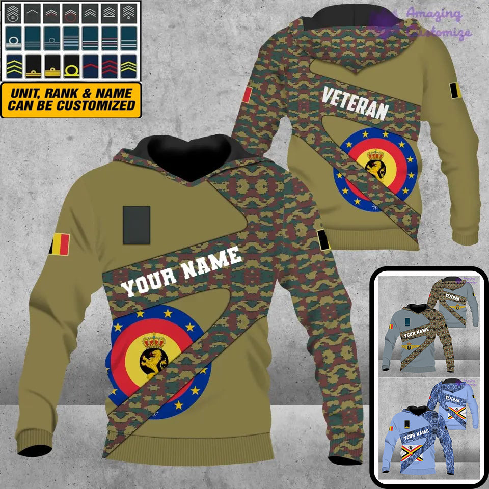 Personalized Belgium Soldier/ Veteran Camo With Name And Rank Hoodie 3D Printed  - 17065728