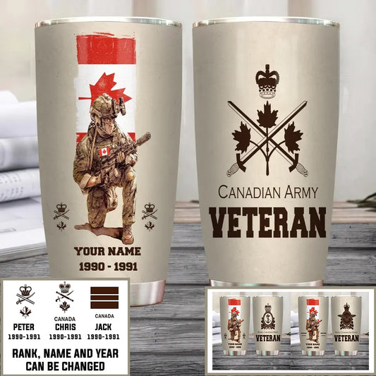 Personalized Canada Veteran/ Soldier With Rank, Year And Name Tumbler - 10062401QA