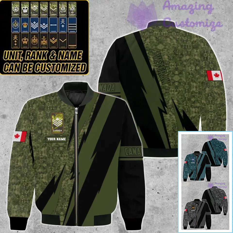 Personalized Canada Soldier/ Veteran Camo With Name And Rank Bomber Jacket 3D Printed  - 17095968