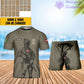 T-shirt personnalisé avec camouflage soldat/vétéran du Danemark avec nom et grade combinés + short imprimé en 3D -17042401QA