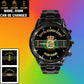 Personalized Denmark Soldier/ Veteran With Name And Rank Black Stainless Steel Watch - 17097696 - Gold Version