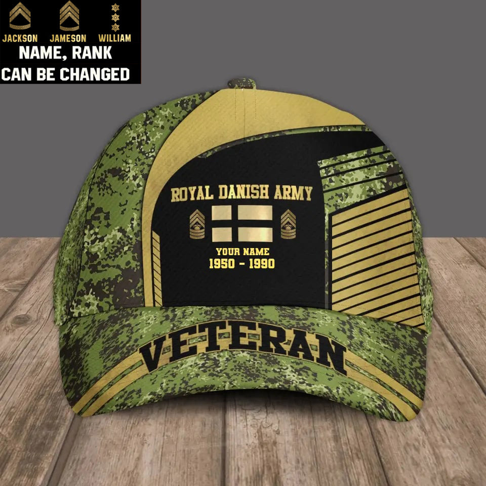 Personalized Rank And Name Denmark Soldier/Veterans Camo Baseball Cap Veteran - 17109792