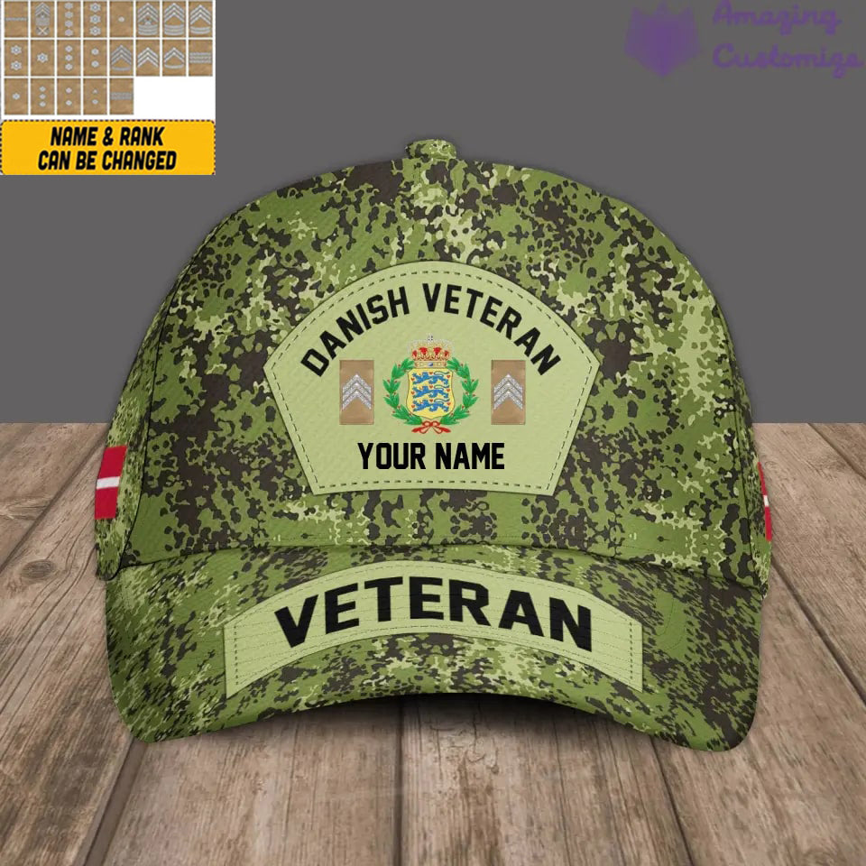 Personalized Rank, Year And Name Denmark Soldier/Veterans Camo Basebal ...