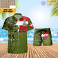 T-shirt Hawaï personnalisé avec camouflage soldat/vétéran du Danemark et combo de grades + short imprimé en 3D - 0311230001QA