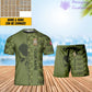 Personalized Denmark Soldier/ Veteran Camo With Name And Rank Combo T-Shirt + Short 3D Printed - 17152992