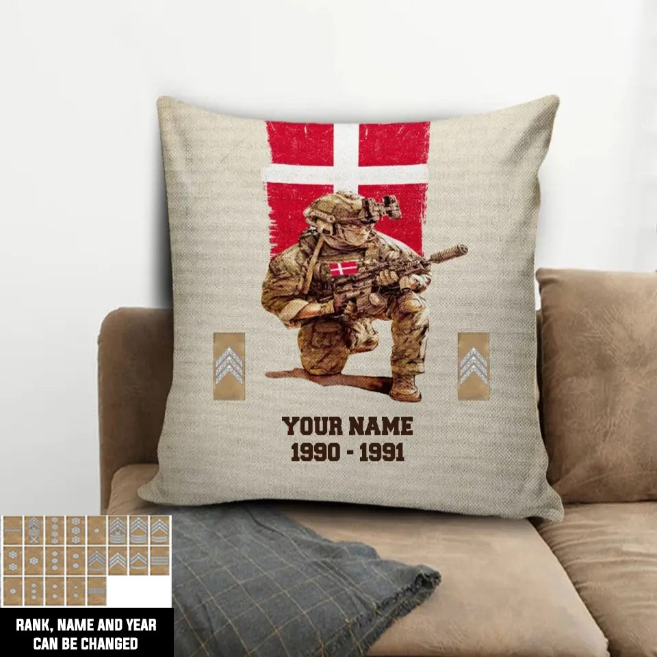 Personalized Denmark Soldier/ Veteran With Name, Year And Rank Pillow 3D Printed - 03072401UT