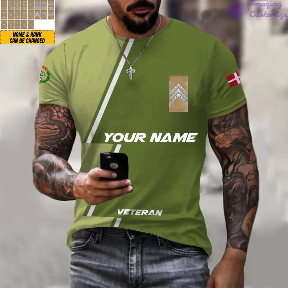 Personalized Denmark Soldier/Veteran with Name and Rank T-shirt All Over Printed - 20052401QA