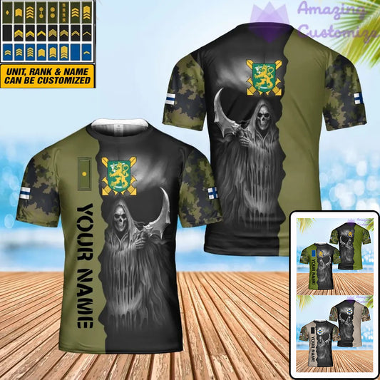 Personalized Finland Soldier/ Veteran Camo With Name And Rank T-Shirt 3D Printed  - 2601240001