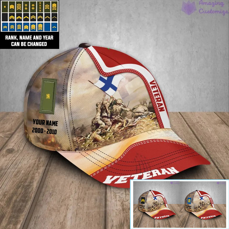 Personalized Rank, Year And Name Finland Soldier/Veterans Baseball Cap - 07062401QA