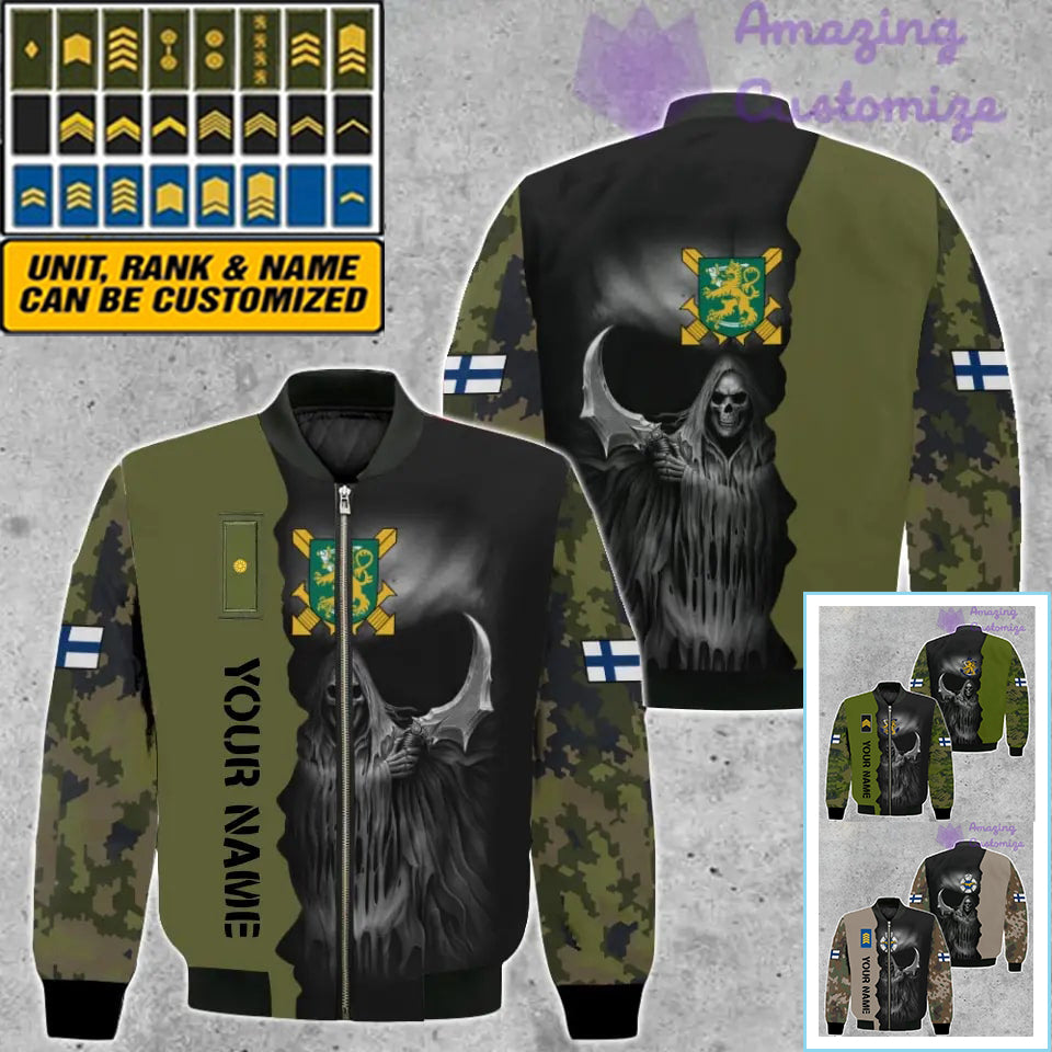 Personalized Finland Soldier/ Veteran Camo With Name And Rank Bomber J ...