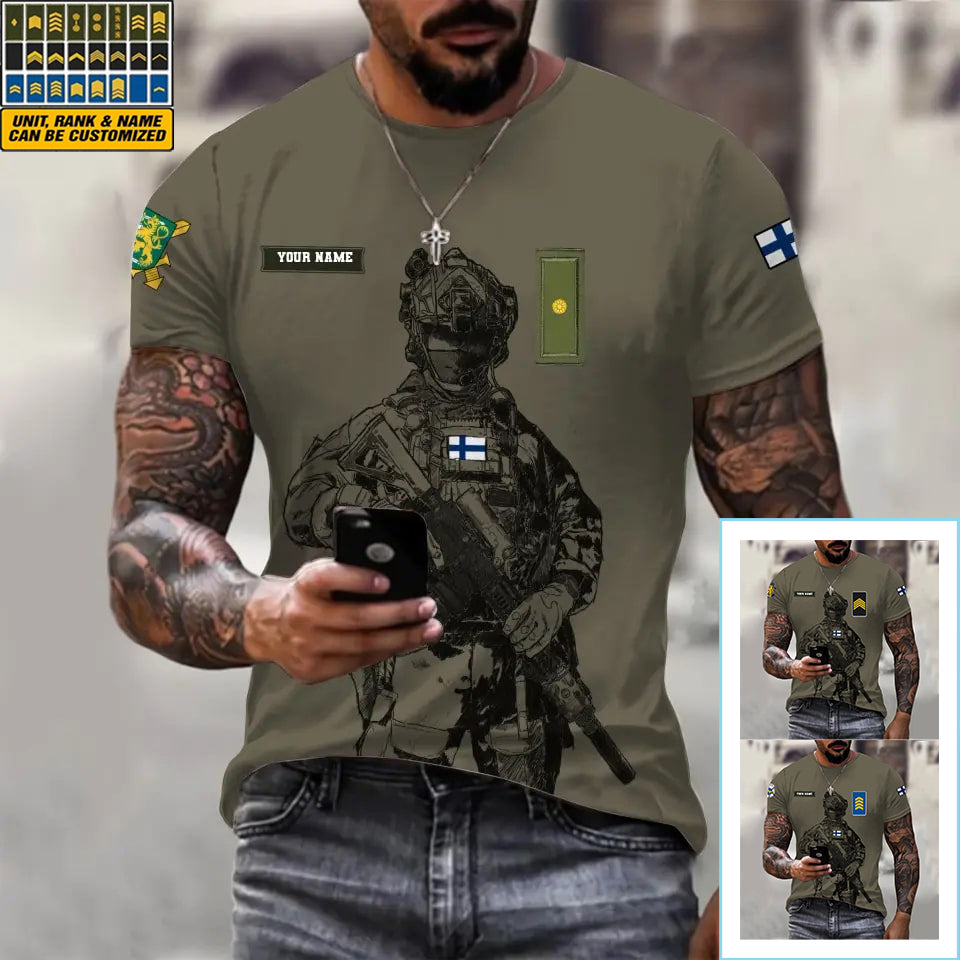 Personalized Finland Soldier/ Veteran Camo With Name And Rank T-shirt ...