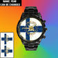 Personalized Finland Soldier/ Veteran With Name And Rank Black Stainless Steel Watch - 17120160 - Gold Version