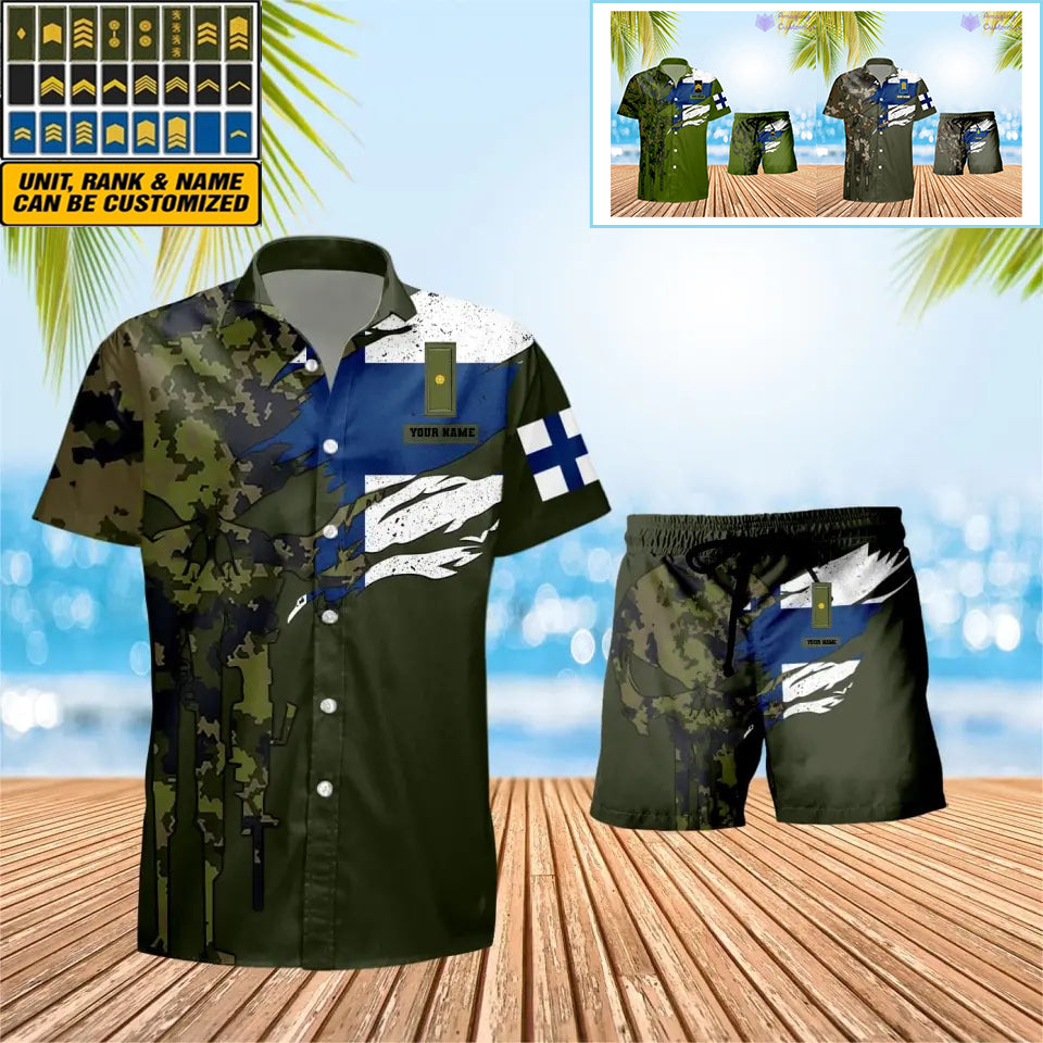 Personalized Finland Soldier/ Veteran Camo With Rank Combo Hawaii Shir ...