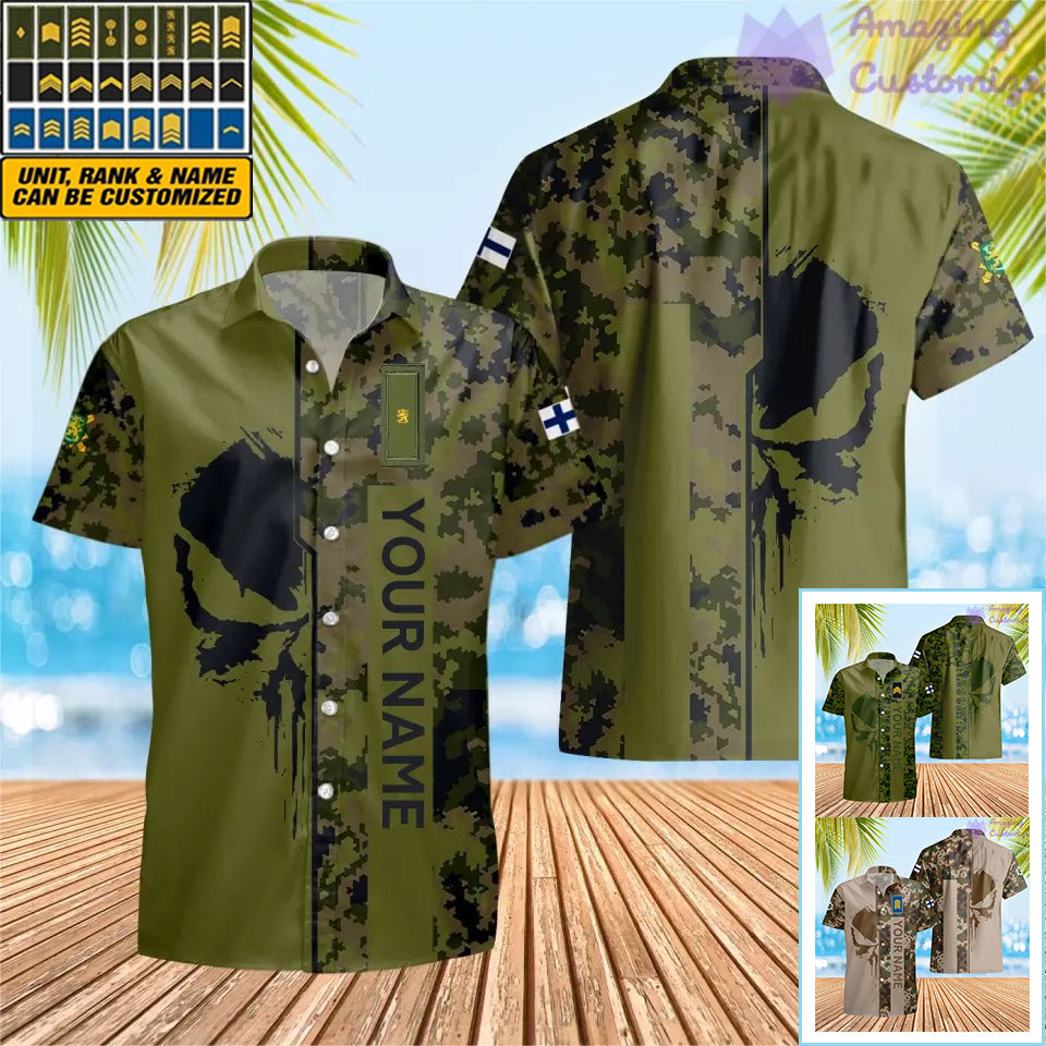 Personalisierter finnischer Soldat/Veteranen-Tarnanzug mit Namen und Rang, Hawaii-Aufdruck – 10052401QA