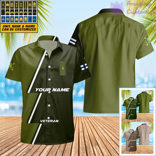 Personalisiertes Finnland mit Namen und Rang Soldat/Veteran Hawaii All Over Printed - 20052401QA