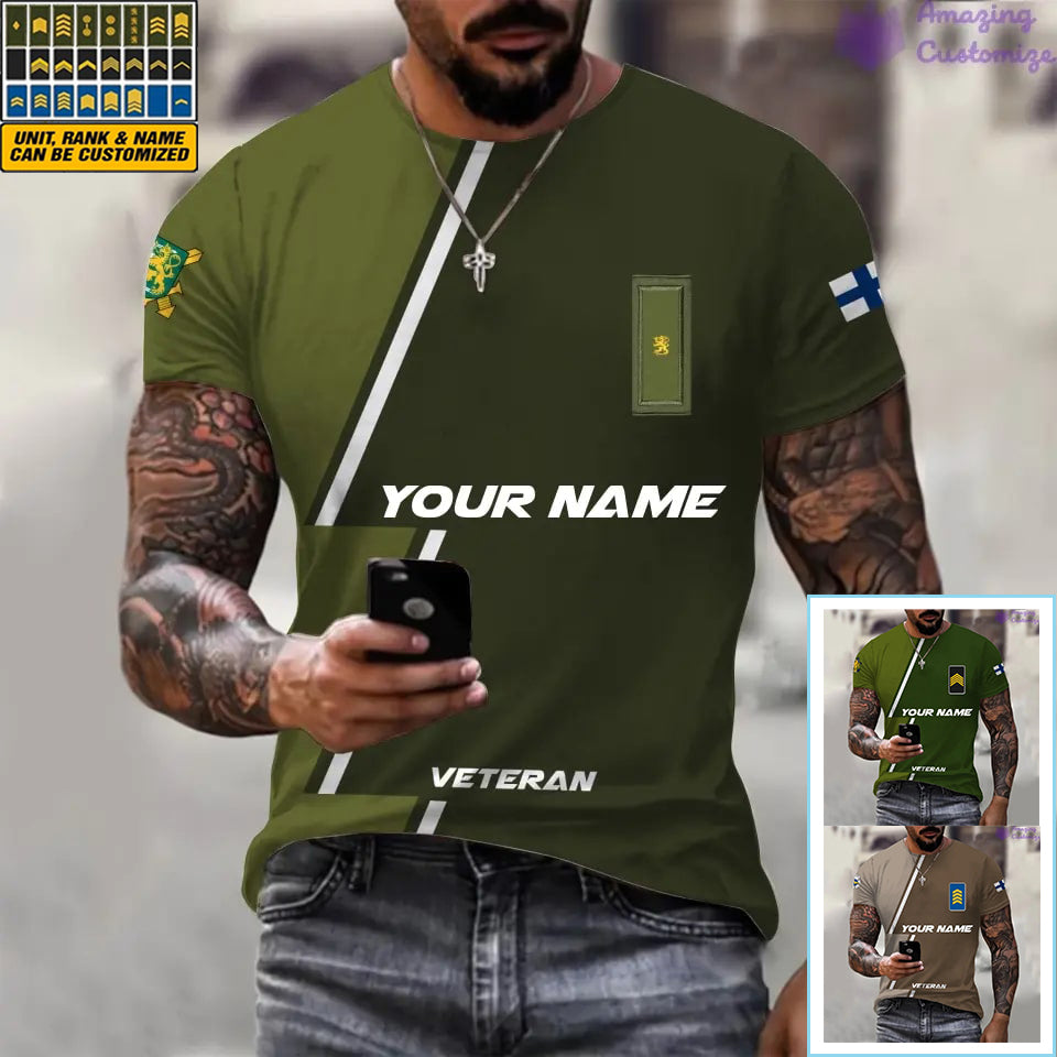 Personalized Finland with Name and Rank Soldier/Veteran T-shirt All Over Printed - 20052401QA