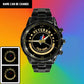 Personalized France Soldier/ Veteran With Name Black Stainless Steel Watch - 17101152 - Gold Version