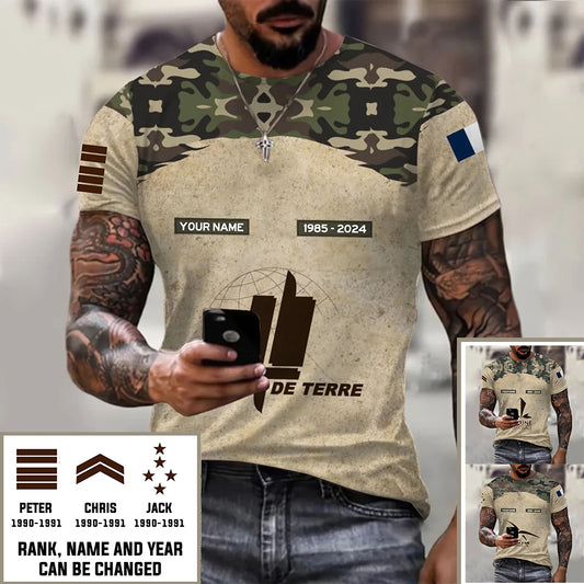 Personalized France Soldier/Veteran Camo with Name, Year and Rank T-Shirt All Over Printed - 1720051201