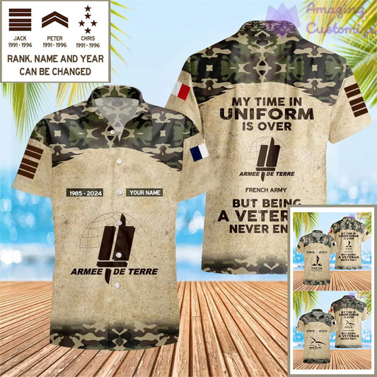 Personalized France Soldier/Veteran Camo with Name, Year and Rank Hawaii Shirt All Over Printed - 17200512