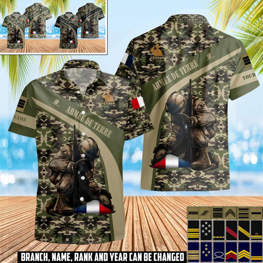 Personalized France Soldier/Veteran Camo with Name and Rank Hawaii All Over Printed - 17416512